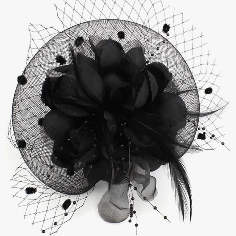 Fascinator Hat , pill box Tea Party Feather Headband, Cocktail Hat Weddings